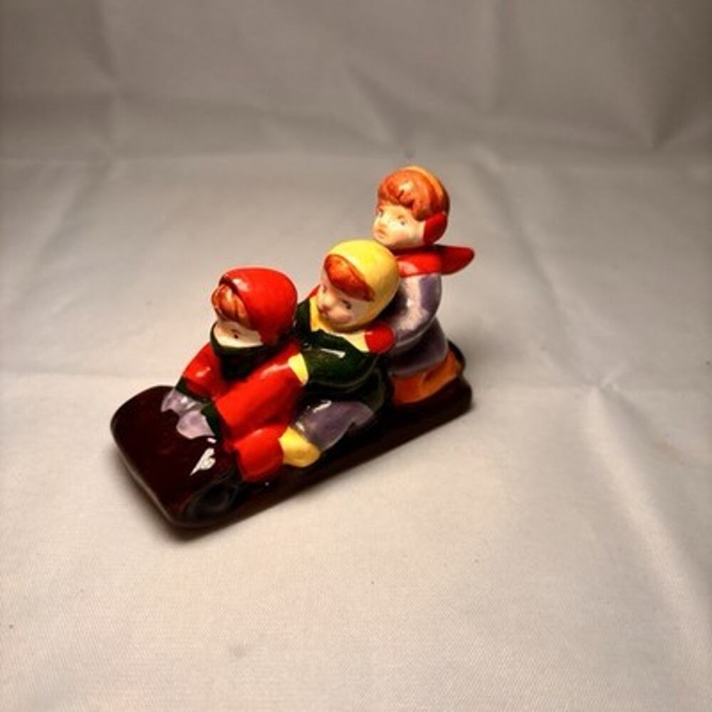 Dept 56 Sledding Children Figurine Vintage Christmas Winter Village 4”